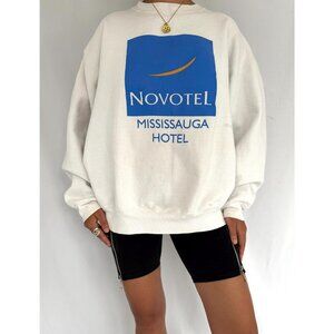 90s vintage novotel canada double sided graphic cozy unisex pullover sweatshirt